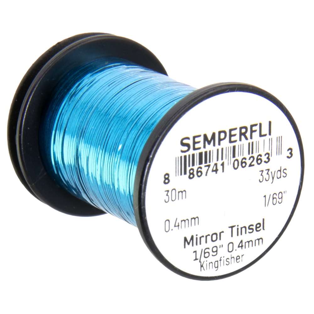 Semperfli Spool 1/69'' Kingfisher Mirror Tinsel Fly Tying Materials (Product Length 32.8Yds / 30m)